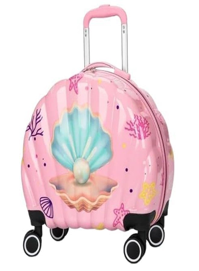 Swarn Products منتجات سوارن، طقم حقيبة سفر وحقيبة يد للأطفال بتصميم صدفة (قطعتان) - طبعة لؤلؤية، وردي، حقائب سفر خفيفة الوزن بعجلات، سعة تخزين كبيرة - Image 2